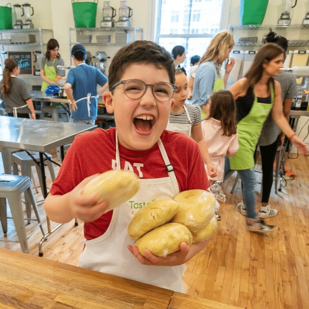 A camper at Taste Buds Kitchen.